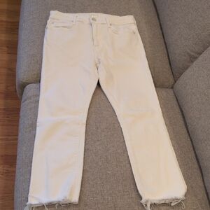 MOTHER White Cropped Ankle Jeans
